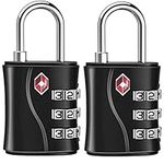 ZHEGE TSA Approved Luggage Locks, 3 Digit Padlock for Suitcase, Backpack, Laptop Bag and Handbag, Suitcase Lock for Gym, Drawer (Black, 2 Pack)