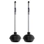 NEIKO 60170A Toilet Plungers | Dual Pack | Patented All-Angle Design | Heavy Duty | Aluminum Handle | Residential, Commercial, and Industrial Building Sanitation Use,Black