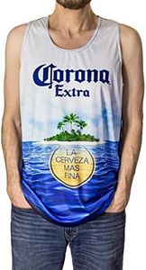 Corona Extra Tropical Island Men's Rash Guard Tank Top (Medium, Island)