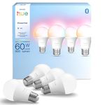 Philips Hue Essential Smart LED A19 Bulb, White and Color Ambiance, E26 Base, 8.8W, 2200K–6500K, 800 Lumens, Dimmable, Works with Alexa, Google Assistant, and Apple Home, 4 Pack