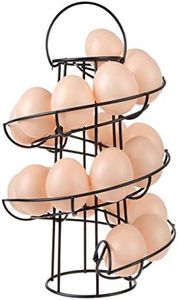 Egg Skelter Deluxe Modern Spiraling Dispenser Rack - Chrome Plated Freestanding Wire Chicken Egg Storage Organizer Display Holder Basket for Countertop Kitchen,Black