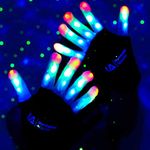 Illuminated Apparel Kids LED Light Up Flashing Gloves for Halloween Party Festival (8-12 Years)