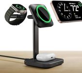 ESR for 3-in-1 Wireless Charging Station, [Certified] Apple Watch Charger & 15W MagSafe Charger Stand for iPhone, Wireless Charger for iPhone 17e/17/16/15/14/13/12 Series, AirPods 4/3/Pro, Black
