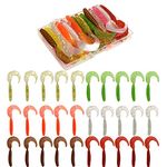 Funzhan Grub Tail Fishing Soft Plastic Lures Curly Tubes Swimbaits CrankBait Shad Craw Curved Bass Baits for Crappie Walleye Trout Saltwater Freshwater