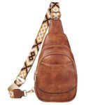 Sling Bag for Women,RAVUO Water Resistant Designer Small Cross Body Chest Bag Fanny Packs Fashion Waist Packs with Adjustable Strap,Brown