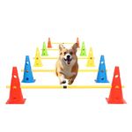 plzzree Dog Jump Agility Training Kit Puppy Agility Training Hurdle Cones & Poles Combo for Backyard Adjustable Obstacle Training Course Equipment Outdoor Indoor