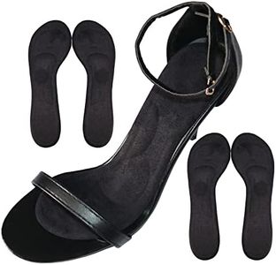 3/4 Length High Heel Cushion Insoles for Women,Silicone Gel Dress Shoe Insole Pain Relief, Prevent Slipping,Self Adhesive,Flannel Shoe Pads for Pumps,Flats,Boots and Sandals.(2 Pairs-Black)