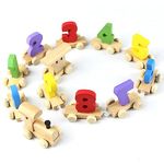 WISHKEY Wooden Learning Toy Numbers Educational Play Train with Sliding Wheels, Pre School Learning Game for Kids 3 Years & Above (Pack of 12, Multicolor)