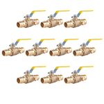 Hausen 1 in. Heavy Duty Brass Full Port PEX Ball Valve with Drain, with Expansion PEX Connection, 10-Pack