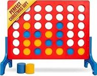Bolaball Giant 4 Connect in a Row | Big Indoor/Outdoor Four in a Row Board Game | Kids and Family Edition | Jumbo Size 27 in by 22 in. | Red, Blue, and Yellow
