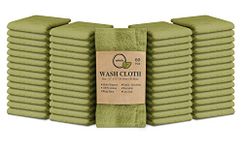 Softolle 100% Cotton Ring Spun Wash Cloths – Bulk Pack of Washcloths – 12x12 Inches – Wash Cloth for Face, Highly Absorbent, Soft and Face Towels (Sage Green, 60 Pack)