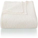 CHUFFED 100% Cotton Waffle Blanket Bed Throw Single Size-Throw Blanket for Bed Sofa Travel-Soft Lightweight Breathable Blankets and Throws for All Season White Throw 130x150cm