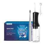 ORACURA® Daily Care Combo Black OC300 Smart Pro Water Flosser & Grey SB200 Sonic Lite Electric Rechargeable Toothbrush