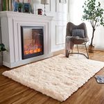 Obundi Small Rugs,Non Slip Rugs for Living Room,Beige Bedroom Rug,Washable Soft Fluffy Kidsroom Rectangular Rug (Beige,80×120 cm)