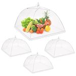 Popup Mesh Food Covers 4 Pack Reusable&Collapsible White Umbrella Tent Encrypted Screen Net Protectors for Outdoors Parties Picnics BBQs Keep Out Flies Bugs Mosquitoes(17X17In,13X13In)