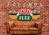 AIIKES 7x5FT Red Brick Wall Backdrop Sofa Coffee Shop Photography Backdrop Friends Central Perk Cafe Photo Background Birthday Adult Party Decoration Banner Photo Booth Studio Props 11-840