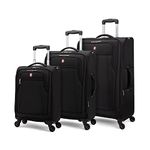 SwissGear Cross Country 3 Piece Spinner Luggage Set, Black