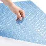 Gorilla Grip Patented Bath Mat for Bathtub and Shower, 89x41cm, Machine Washable Mats with Drain Holes and Suction Cups to Keep Tub Floor Clean, Soft on Feet, Quick Dry, Bathroom Accessories Blue