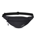 LAXIS Waist Bag with Adjustable Strap for Cycling, Running, Hiking Hold Phones, Keys, Cards and Bag for Girls & Boys, Men & Women, Regular Bag, Fanny Backpack, Chest Bag, Pouch Zip (Black)