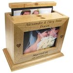 Wedding Gift Engraved Oak Photo Box Newly Wed Bride and Groom Gifts