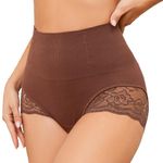 SURE YOU LIKE Shapewear for Women Tummy Control Middle Waist Body Shaper for Women Underwear Slimming Shapewear Seamless Lace Tucking Shorts,Brown,1pcs,S=UK 8-10