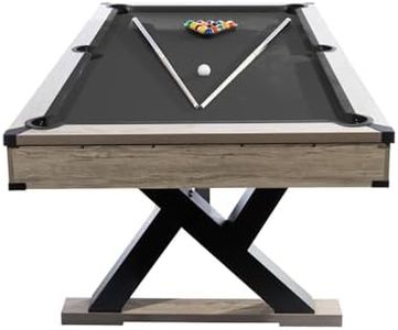 7 FT Billiard Table, Adult Pool Table for Home, Complete Set with 2 Cues, 16 Balls, 2 Chalks, Triangle, Brush, K-Leg Construction, Professional Black Cloth, Rustic Grey Finish (84 x 46 x 32 Inch)