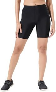 LYCOT Women's Nylon Cycling Plain Short for Activewear,Yoga,Gym Cricket, Football, Badminton, Swimming, Fitness & Other Outdoor - Black