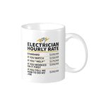 Fenmshairy Electrician Hourly Rate Funny Coffee Mug, Holiday Graduation Present Tea Cup, Anniversary Birthday Christmas Gift for Electrician Engineer Coworker Friend Dad Uncle Grandpa, 11 Oz