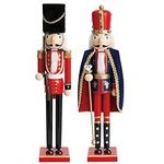 THE TWIDDLERS - 2 Large Wooden Nutcracker Soldiers, 50cm / 20" - King & Beefeater in Festive Colours - Premium Handmade Pine Wood Classic Traditional Ornaments, Christmas Decorations With Moving Parts