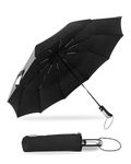 Destinio Umbrella for Man - Large Size 23 inch, Fully Automatic, Windproof Fibreglass Ribs, UPF 50+ Sun Protection, Premium 210T Pongee, Foldable Umbrella for Rain with Travel Cover for Men and Women - 3 fold Compact Easy to Carry, Black (Auto open auto close)