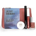 Just Herbs All in 1 Glam Kit Travel Frindly Gifting Pouch for Women (Lip & Cheeck Tint, Liquid Lipstick, Nail Paint, Eyeliner)