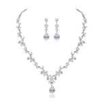 Shuxin Jewellery Set for Women, Necklace Dangle Earrings Set, White Gold Plated Jewelry Set with White AAA Cubic Zirconia, Allergy Free Wedding Party Jewellery for Bridal Bridesmaid