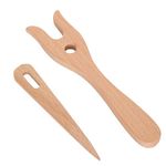 Atyhao Knitting Fork, Wooden Knitting Fork and Big Eye Needle Set DIY Weaving Tools for Bracelet Necklace Braided Tools