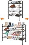 4 Tier Expandable Shoe Rack, Shoes Storage Organiser for 20 Pairs of Shoes, Easy Assembly, Metal Free Standing Stackable Shoe Shelf for Entryway Closet Doorway