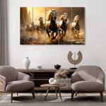 The Castle Decor-7 running horses 3d vastu frame painting Set of 5 Big Size (27x48) Multiple Frames Wall Art Painting for living room,Bedroom,-Wooden Framed-Digital Painting