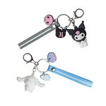 Kuromi Keyring, Anime Keyring, Girls Keyrings Birthday Christmas Gifts, 2 PCS (Kuromi & Cinnamon Dog)