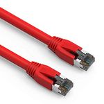 Nippon Labs Cat8 RJ45 10FT Ethernet Patch Internet Network LAN Cable, Indoor/Outdoor, 24AWG Shielded Latest 40Gbps 2000Mhz, Weatherproof S/FTP for Router, PS4, PS5, Xbox, PoE, Switch, Modem (Red)