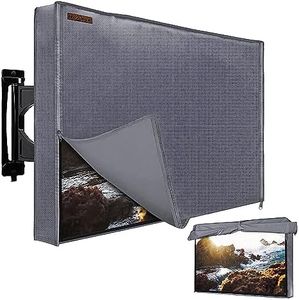 Outdoor TV Cover 41-43 Inches, HOMEYA 600D Heavy Duty Weatherproof TV Enclosure with Front Flap, Waterproof Zipper+Bottom Cover, for Outside LED LCD Flat Screen TVs-Cover Size 42''L x 26.5''H x 4.5"W