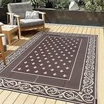 Bsmathom Outdoor Rug 5'x8' Waterproof for Patios Clearance, Reversible Plastic Straw Indoor Outdoor Rugs, Portable Camping Rug for Outside, RV, Camping, Trailer, Backyard, Pool Deck, Brown