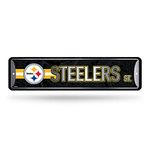 Rico Industries NFL Pittsburgh Steelers Home DÃƒ©cor Metal Street Sign (4" x 15") - Great for Home, Office, Bedroom, & Man Cave - Made