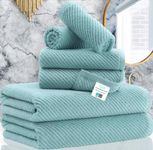 Towels for Bathroom - 100% Cotton | Quick Dry | Lightweight | Thick | Soft, 6 Piece Towel Set, 2 Large Bath 30 x 56, 2 Hand 18 x 28, 2 Washcloths 13 x 13, Luxury Towel Gift Set, Aqua Teal