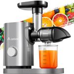 Slow Masticating Juicer, AAOBOSI Juicer Machines with Quiet Motor/Reverse Function/Easy to Clean Brush, Cold Press Juicers Whole Fruit and Vegetable for Delicate Crushing without Filtering, Gray