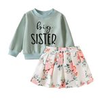 Toddler Baby Girls Big Sister Little Sis Matching Outfit 2PCS Pants Set Infant Sweatshirt + Sweatpants Fall Spring Tracksuit Clothes (4-5 Years, P-Green big SISTER)