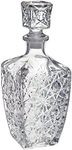 760ML 26 Oz Crystal-Cut Glass Wine Decanter, Glass Liquor Bottle With Light-Reflecting Pattern, Great for Vodka Alcohol or as Whiskey Decanter (Clear)