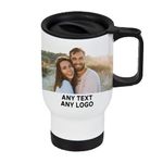 Personalised Travel Mug - Gift for Any Occasion, Featuring Your Favorite Photo, Image, Text, or Logo - Ideal for Birthdays, Mum, Dad, Family, Retirement, Work Colleagues, and Bosses.