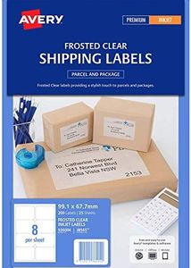 Avery Frosted Clear Shipping Labels for Inkjet Printers, 99.1 x 67.7 mm, 200 Labels (936004 / J8565)