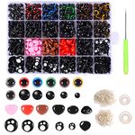 1082 Pcs Plastic Safety Eyes and Noses, Colorful Amigurumi Safety Eyes with Washers Stuffed Crochet Eyes and Noses for Crafts Stuffed Animals Doll (Assorted Sizes)