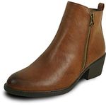 kozi Canada Women Waterproof Ankle Dress Bootie CHLOE-1 Fall Boot with Double Zipper Brown Women Size 10