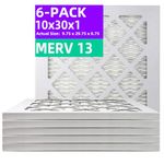 Qingzhug 10x30x1 MERV 13 (6-Pack) Pleated Air Filter (Actual Size: 9.75x29.75x0.75") MPR 1900 & FPR 10, Furnace Air Filters