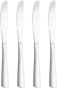 KitchEase Steak Knives Set of 4 – Food-Grade 18/8 Stainless Steel 8.6" Dinner Knives, Durable Mirror Polished Metal Silverware, Perfect for Home, Restaurant, and Gifting (Sterling Silver)